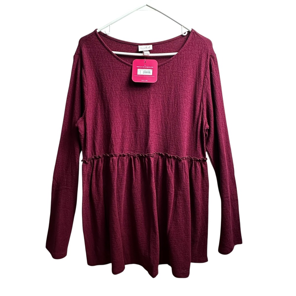 Ingrid & Isabel Maternity Top Babydoll Long Sleeve Textured Size‎ L NWT